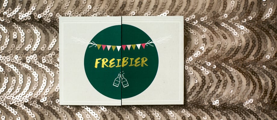 Hochzeit Save the Date Karten Gold Freibier Hochzeitspapeterie