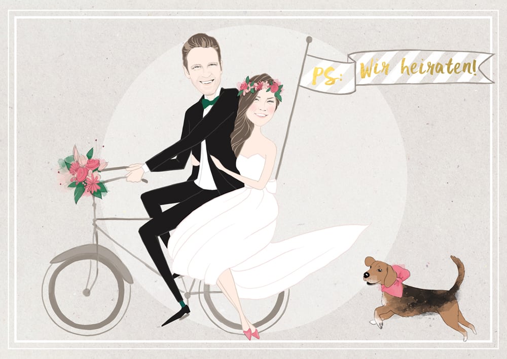 Hochzeitseinladung mit Illustration