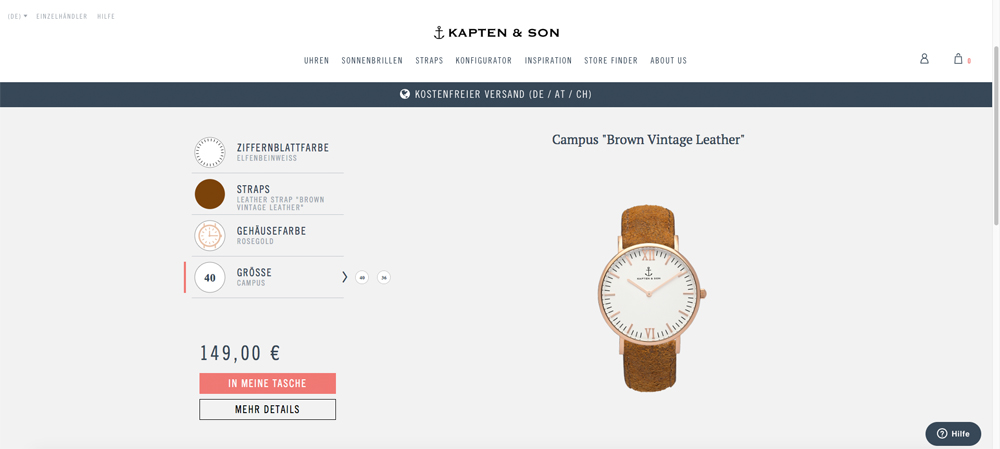 Kapten & Son Konfigurator