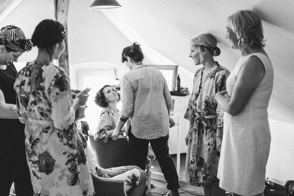 Sekt Getting Ready Hochzeit