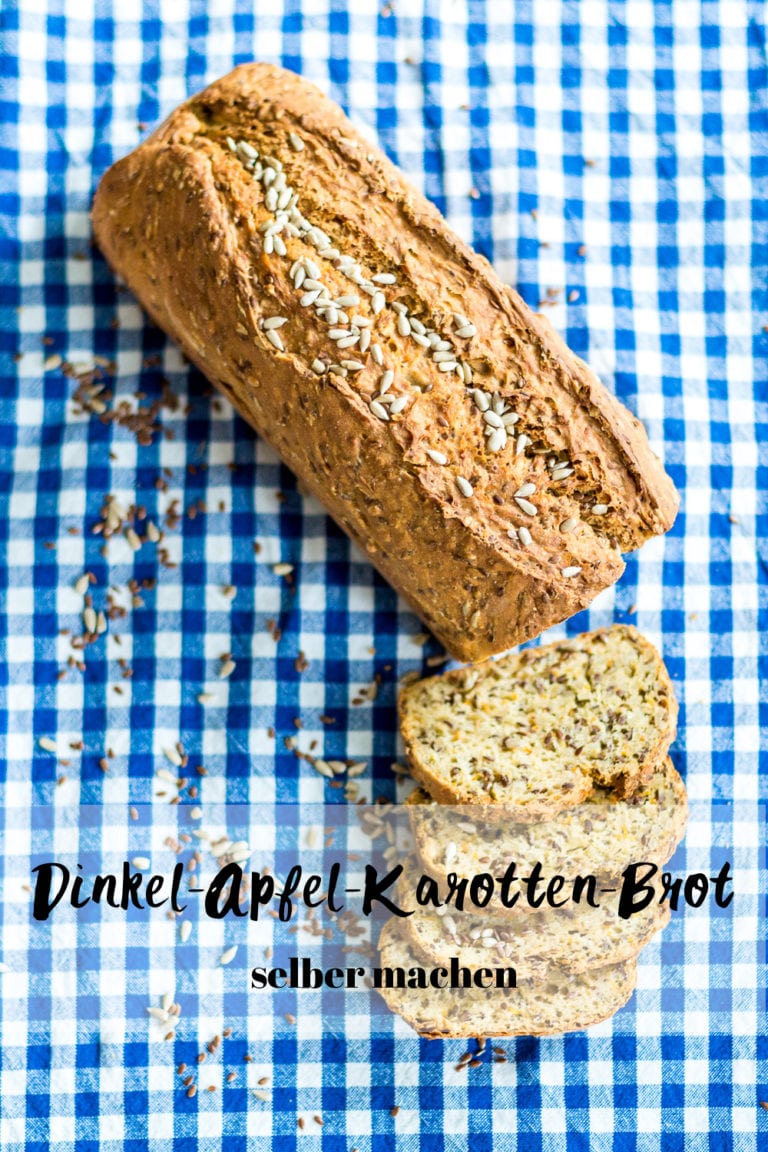 Dinkel-Apfel-Karotten Brot selber backen ganz einfach und schnell