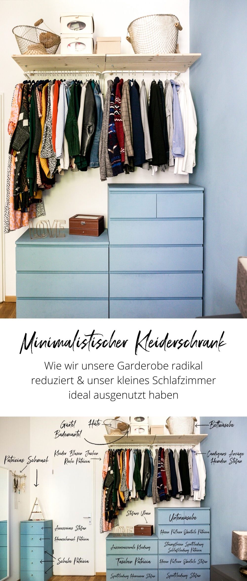 Minimalistischer Kleiderschrank – Unser DIY Upcycling Kleiderschrank aus IKEA Malm Kommoden